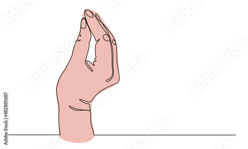 Italian hand gesture for expression. One continuous line art drawing vector illustration of cone arm