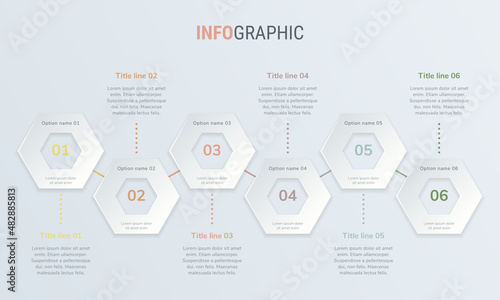 Vintage colors vector infographics timeline design template with square elements. Content, schedule, timeline, diagram, workflow, business, infographic, flowchart. 6 steps infographic