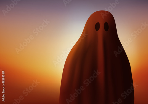 Concept de la peur et du surnaturelle, avec la silhouette d’un fantôme qui épouvante.