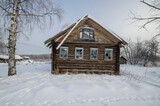 Big village house in the Russian village. Russia, Arkhangelsk region 
