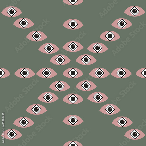 Geometric pattern with pink eyes