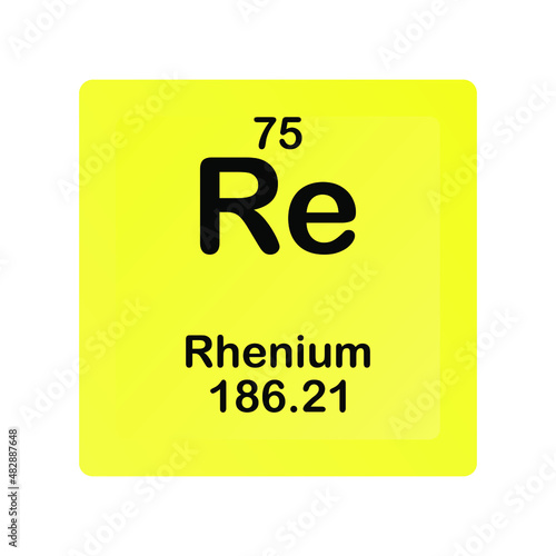 Rhenium Re Chemical Element vector illustration diagram, with atomic number and mass. Simple flat dark gradient design for education, lab, science class.