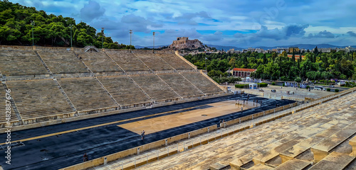 Ancient Panathenaic stadium built of white marble photo