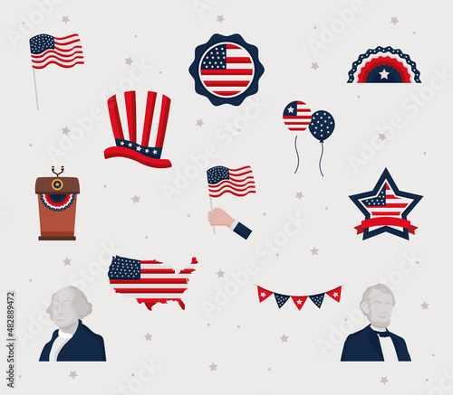 twelve presidents day icons