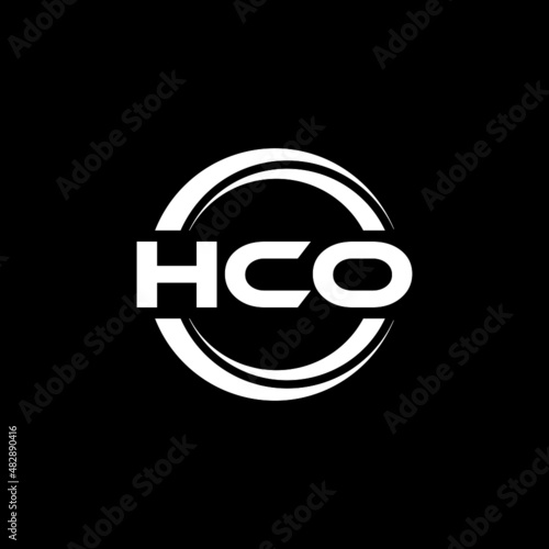 HCO letter logo design with black background in illustrator, vector logo modern alphabet font overlap style. calligraphy designs for logo, Poster, Invitation, etc. photo