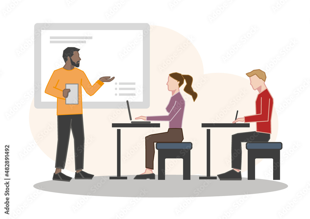 Vector illustration of teaching and coaching - business training concept Vector illustration of teaching and coaching - business training concept