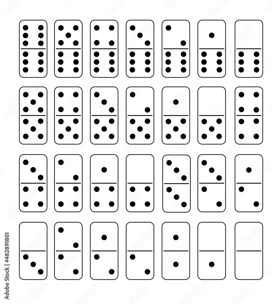 Vector Set White Domino game block Vector Set White Domino game block