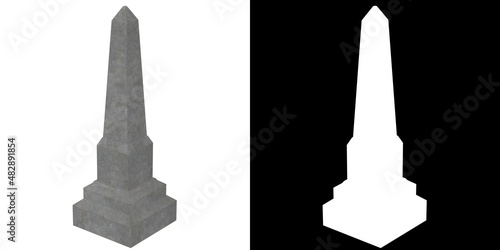 3D rendering illustration of an obelisk gravestone