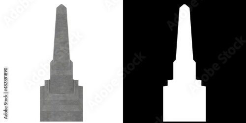 3D rendering illustration of an obelisk gravestone