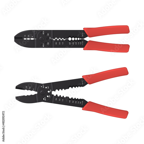 Cable stripping tool on white background. Vector illustration.