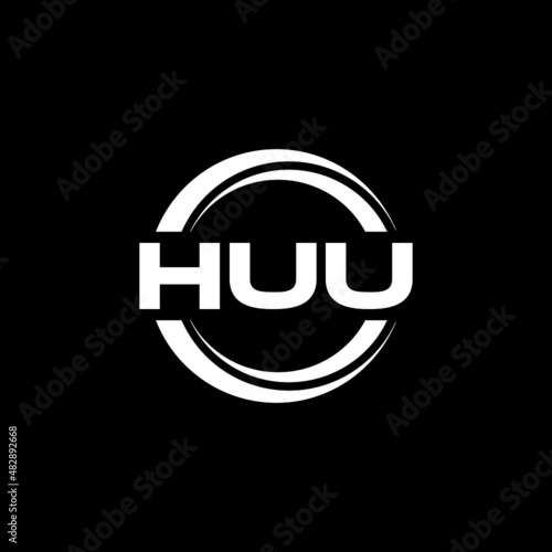 HUU letter logo design with black background in illustrator, vector logo modern alphabet font overlap style. calligraphy designs for logo, Poster, Invitation, etc. photo