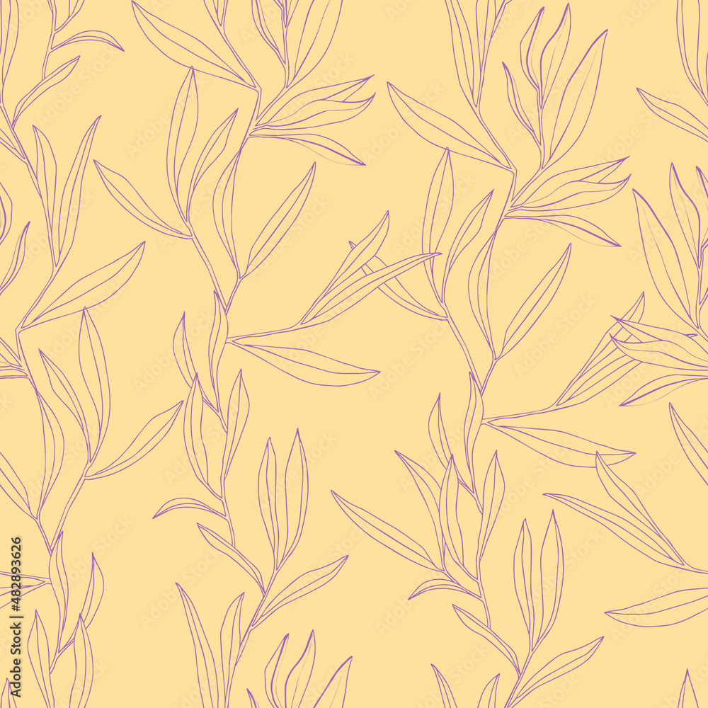 vector seamless pattern with leaves. Botanical illustration for wallpaper, textile, fabric, clothing, paper, postcards vector seamless pattern with leaves. Botanical illustration for wallpaper, textile, fabric, clothing, paper, postcards