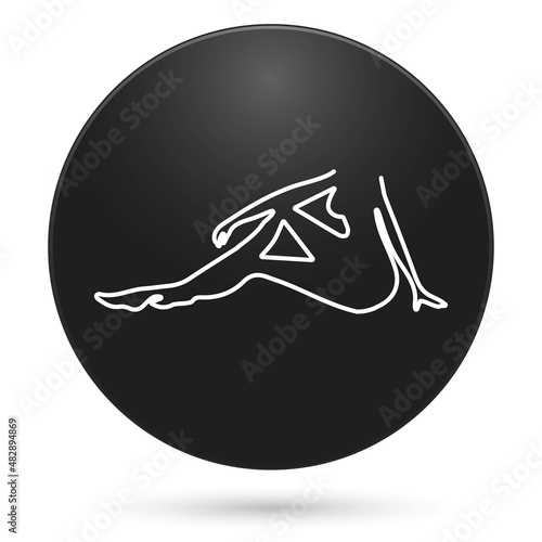 female body icon, black circle button, vector illustration.
