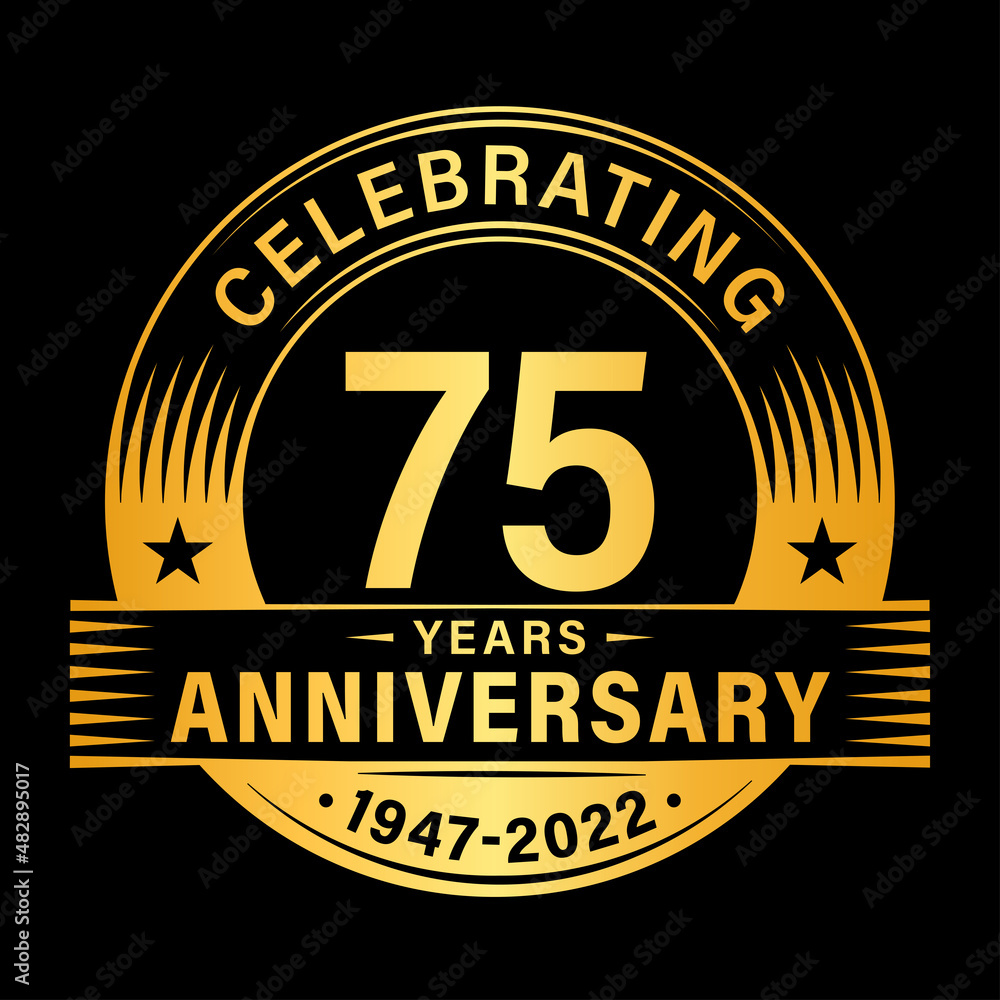 Fototapeta premium 75 years anniversary celebration design template. 75th logo vector illustrations.