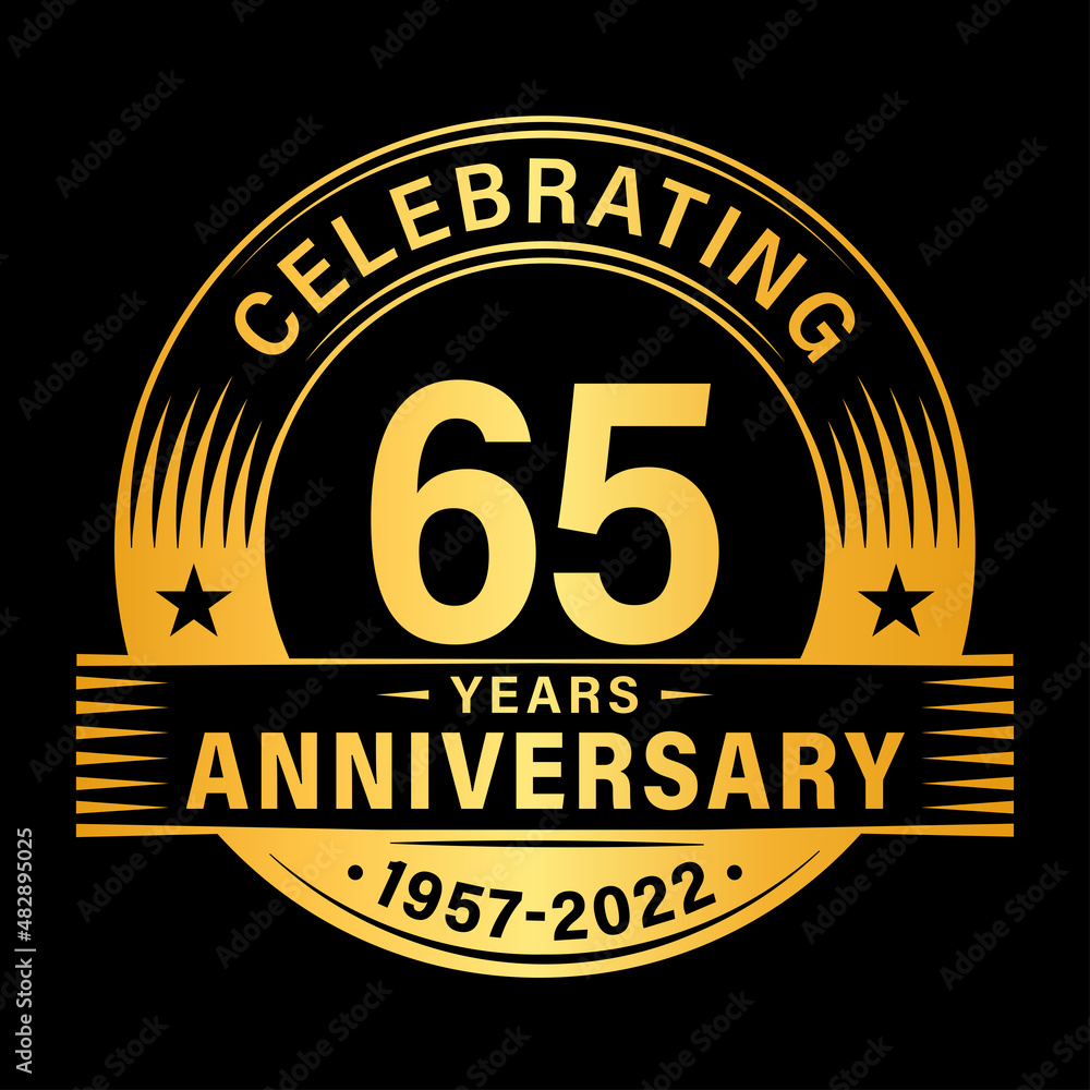 Fototapeta premium 65 years anniversary celebration design template. 65th logo vector illustrations.