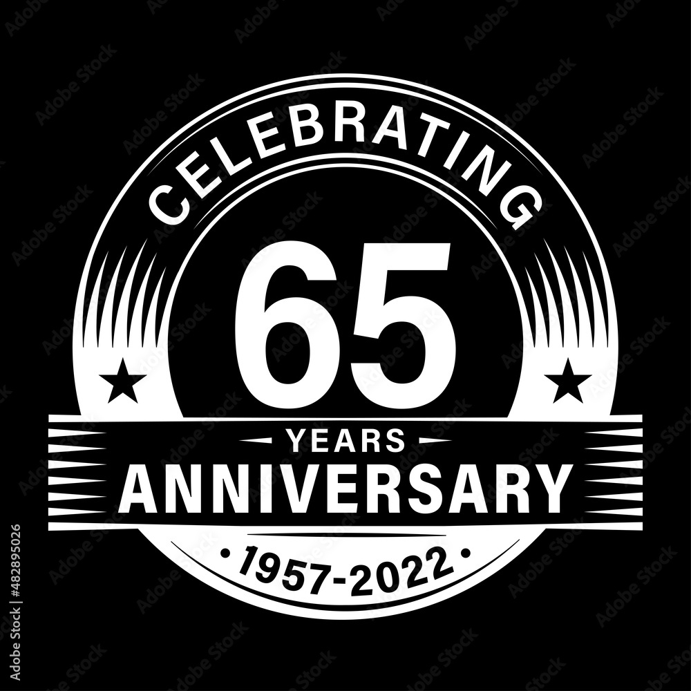 65 years anniversary celebration design template. 65th logo vector illustrations.