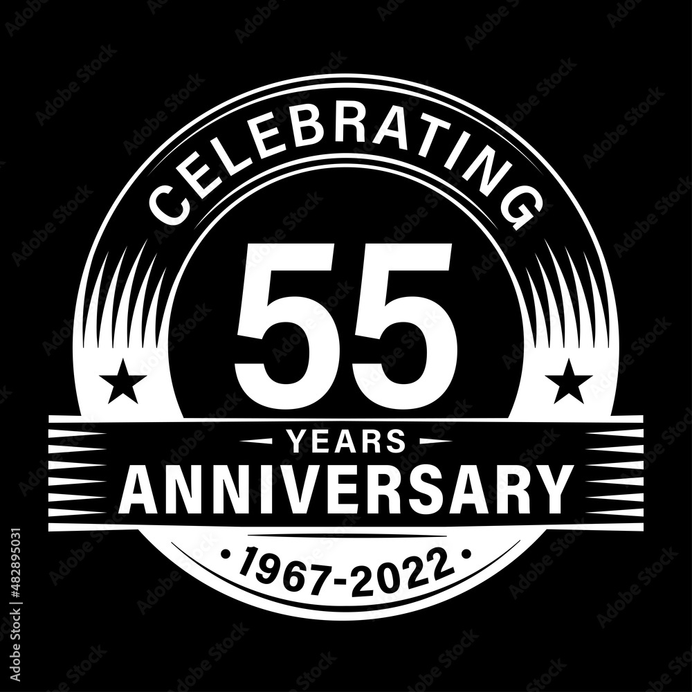 55 years anniversary celebration design template. 55th logo vector illustrations.