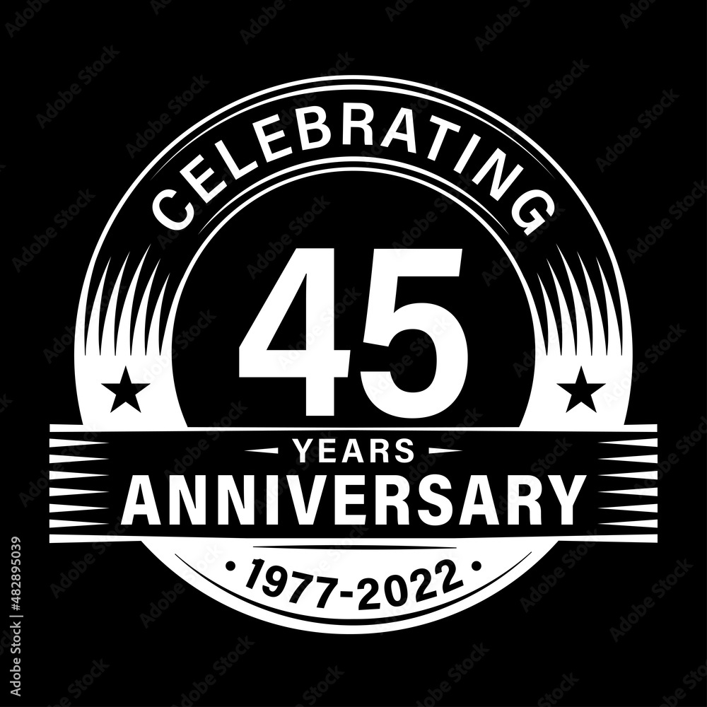 45 years anniversary celebration design template. 45th logo vector illustrations.