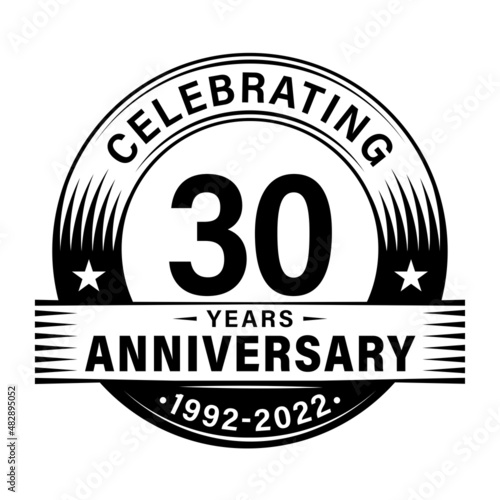 30 years anniversary celebration design template. 30th logo vector illustrations.