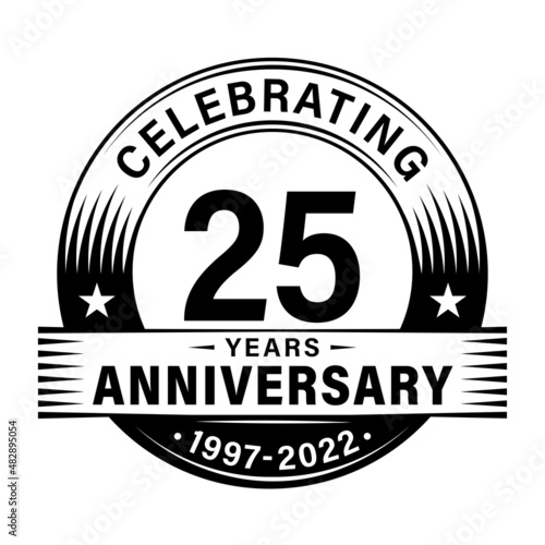25 years anniversary celebration design template. 25th logo vector illustrations.