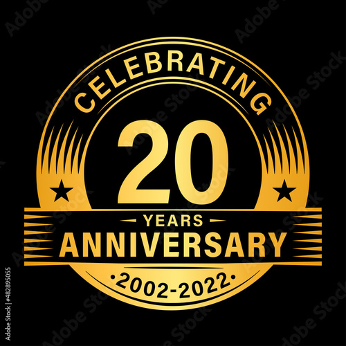 20 years anniversary celebration design template. 20th logo vector illustrations.