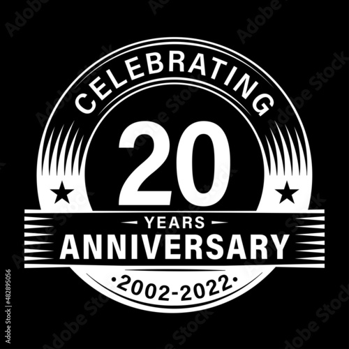 20 years anniversary celebration design template. 20th logo vector illustrations.