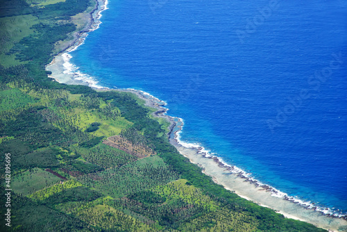 Aerial view of Tongatapu island coastline in Tonga photo