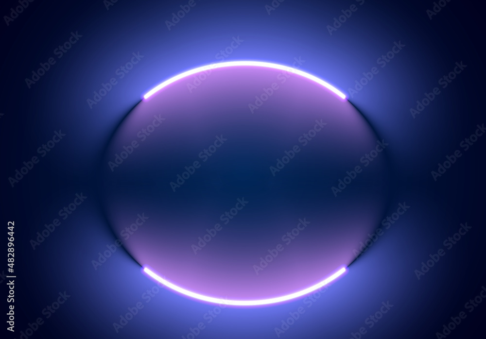 Neon illumination background. Abstract 80s or synthwave styled backdrop with blue and purple lamp on the wallpaper.