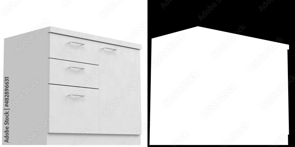 3D rendering illustration of an office chest of drawers 3D rendering illustration of an office chest of drawers
