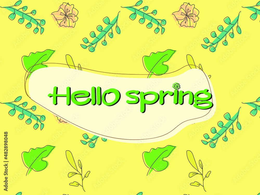 Cute lettering hello spring in a trendy style. Vector welcome text