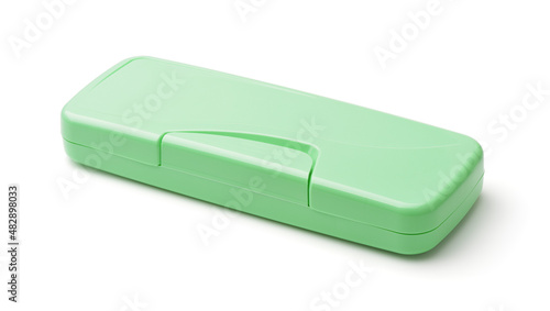 Slika na platnu Closed green plastic pencil box
