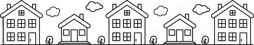 Simple house cityscape icon set vector illustrations. Simple house cityscape icon set vector illustrations.