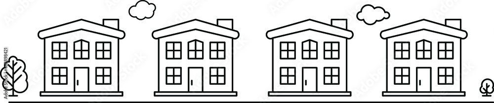 Simple house cityscape icon set vector illustrations. Simple house cityscape icon set vector illustrations.
