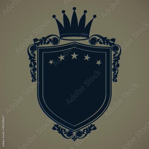heraldry with shield and crown / vector illustration