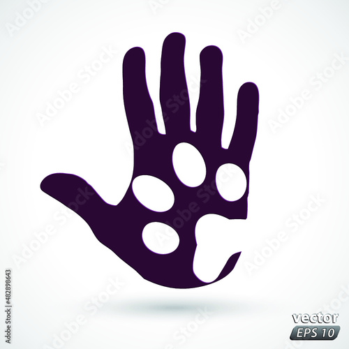 pet paw on human hand symbol / vector illustration
