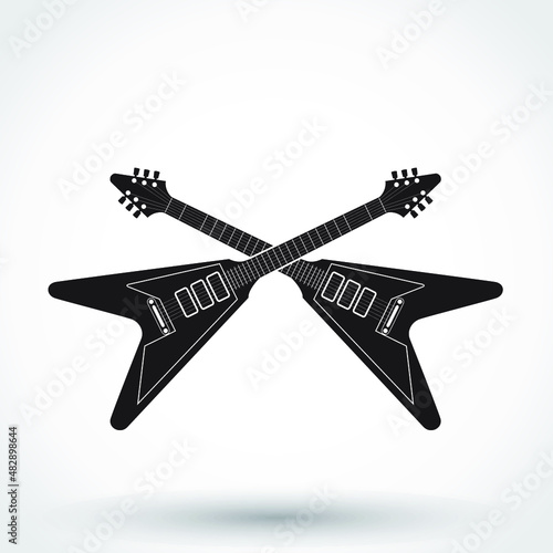 silhouette crossed electric guitars / vector illustration