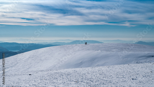 Monte Nerone snow capped in the Marche region in the Province of Pesaro Urbino Italy