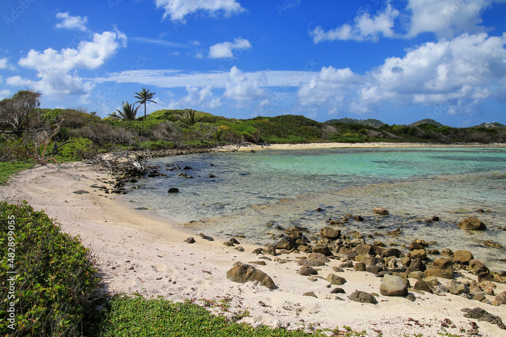 Coastline of White Island near Carriacou Island, Grenada.