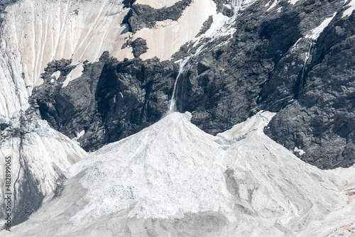 Detail picture of an avalanche starting at Mount Sefton, Mount Cook National Park, New Zealand photo