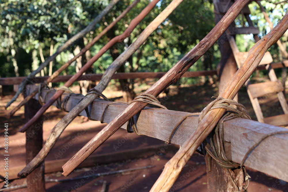 estructura, casa guaraní, madera nativa, templo estructura, casa guaraní, madera nativa, templo
