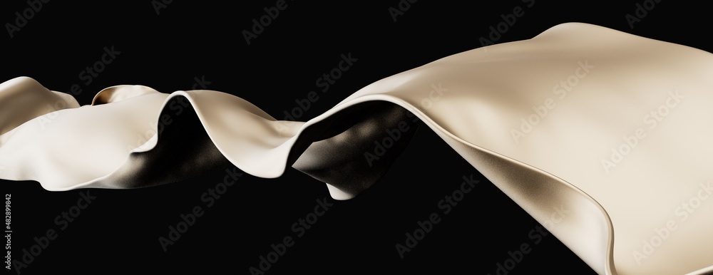 Gold 3d wave on black background. Abstract motion Modern illustration. Luxury Golden Color flow
