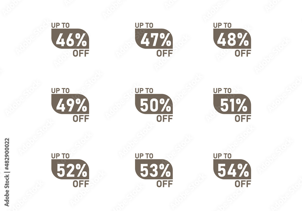 sale stickers 46 percent to 54 percent sale tag stamps vector 