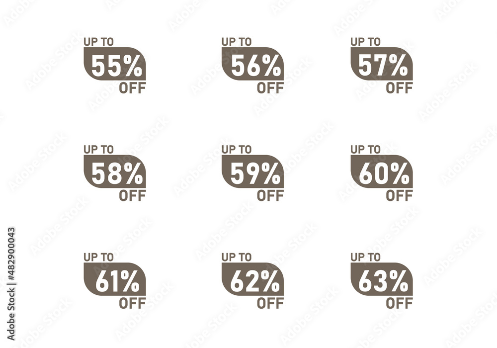 free sale 55 percent to 63 percent sale tag stickers stamp element vector