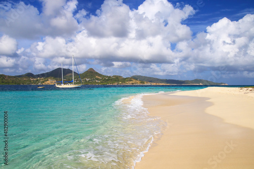 Sandy beach at White Island near Carriacou Island, Grenada. photo