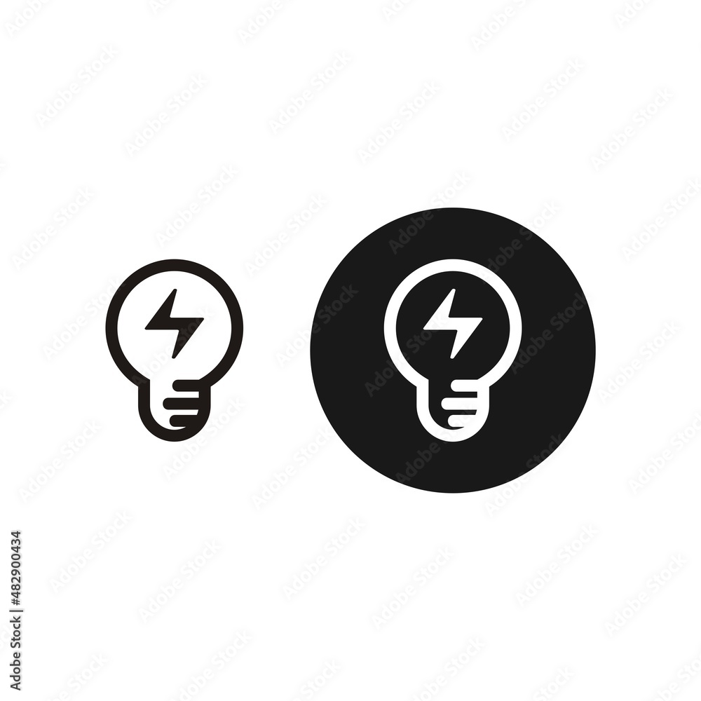 Light Bulb with lightning icon isolated on white background Light Bulb with lightning icon isolated on white background