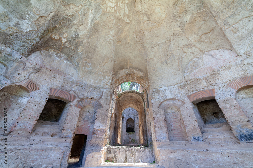 Ruins of the Roman baths in the magnificent and ancient Villa Adriana, province of Rome, Lazio