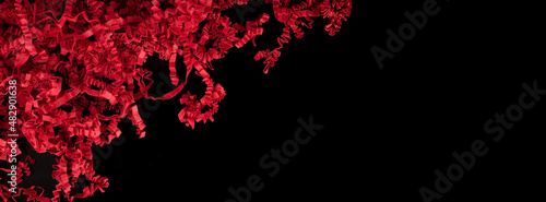 Texture of shredded, filler paper for Gifting, Shipping and Stuffing. Copy space for teks
