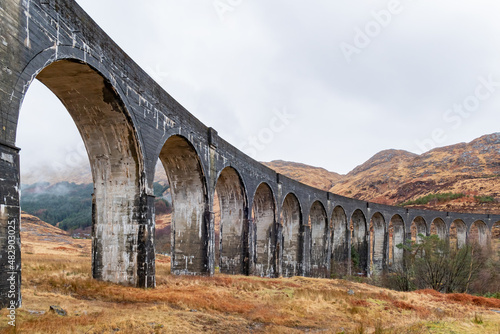 Overcast view of the famous Glenfinnan Viaduct