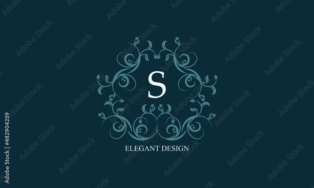 Fototapeta premium Exquisite logo with initials S. Exclusive monogram for restaurants, clubs, boutiques, cafes, hotel cards. Business style and brand of the company.