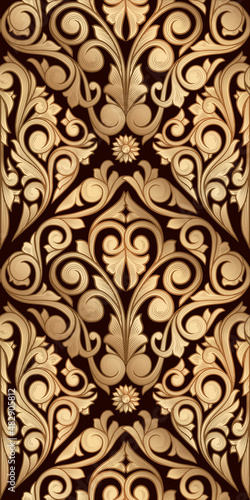 Golden ornate vintage seamless decorative pattern